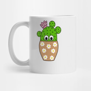 Cute Cactus Design #272: Cactus In Pretty Daisy Jar Planter Mug